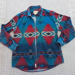 Vtg Woolrich Men's Aztec Southwestern Cotton‎ Flannel size M